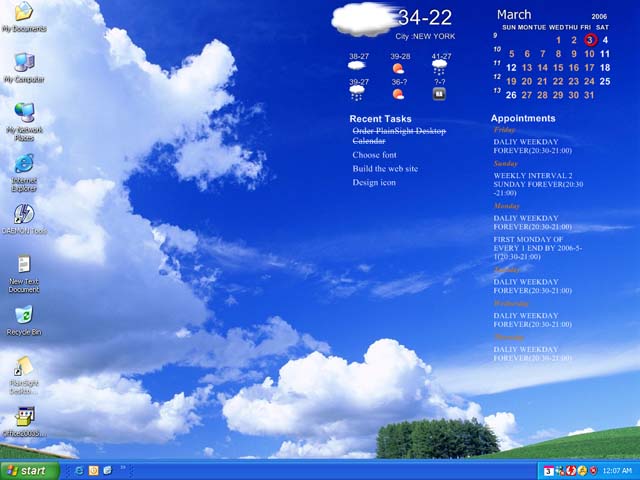 Screenshot of PlainSight Desktop Calendar